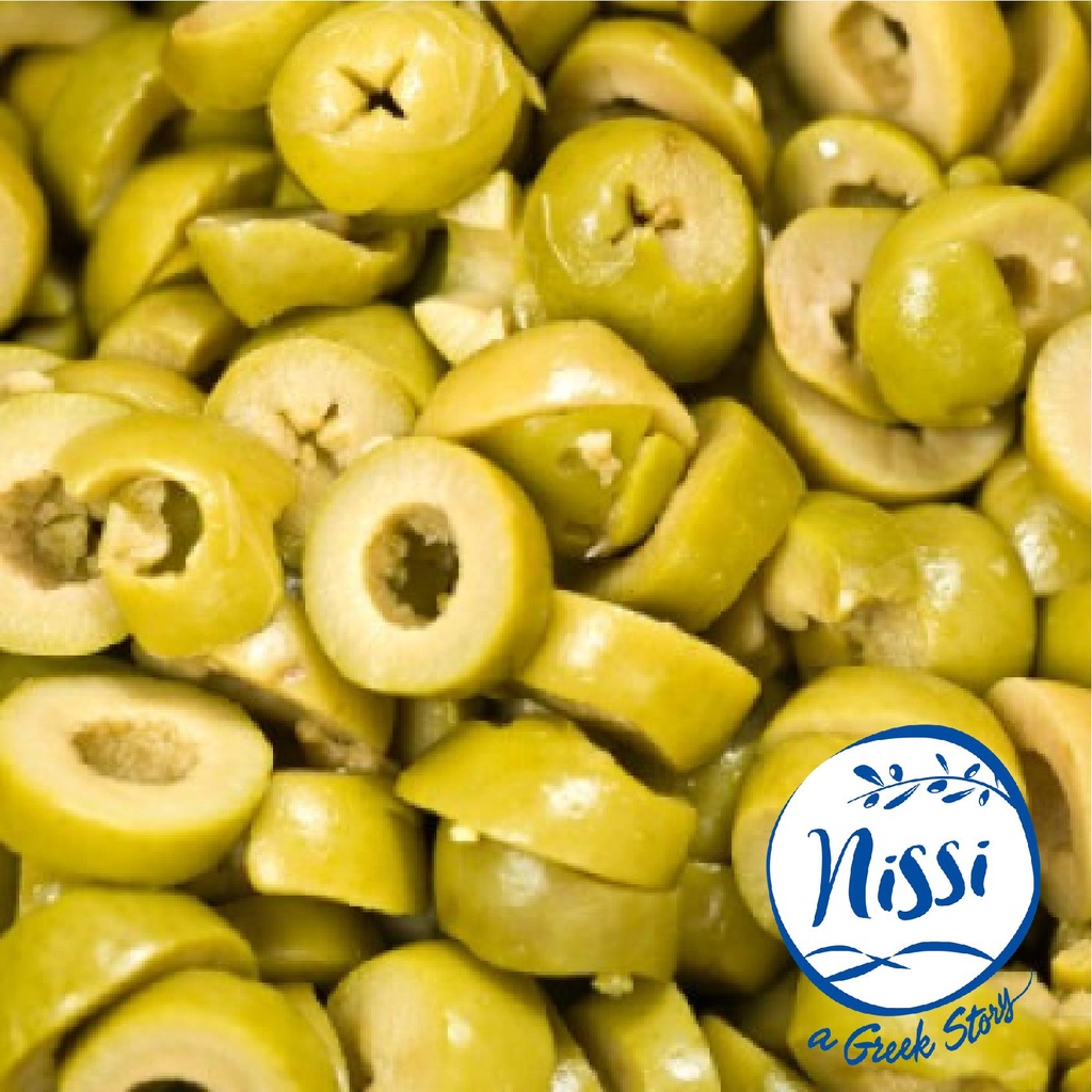 شرائح زيتون نيسي يوناني عضوي أخضر كبير كغ